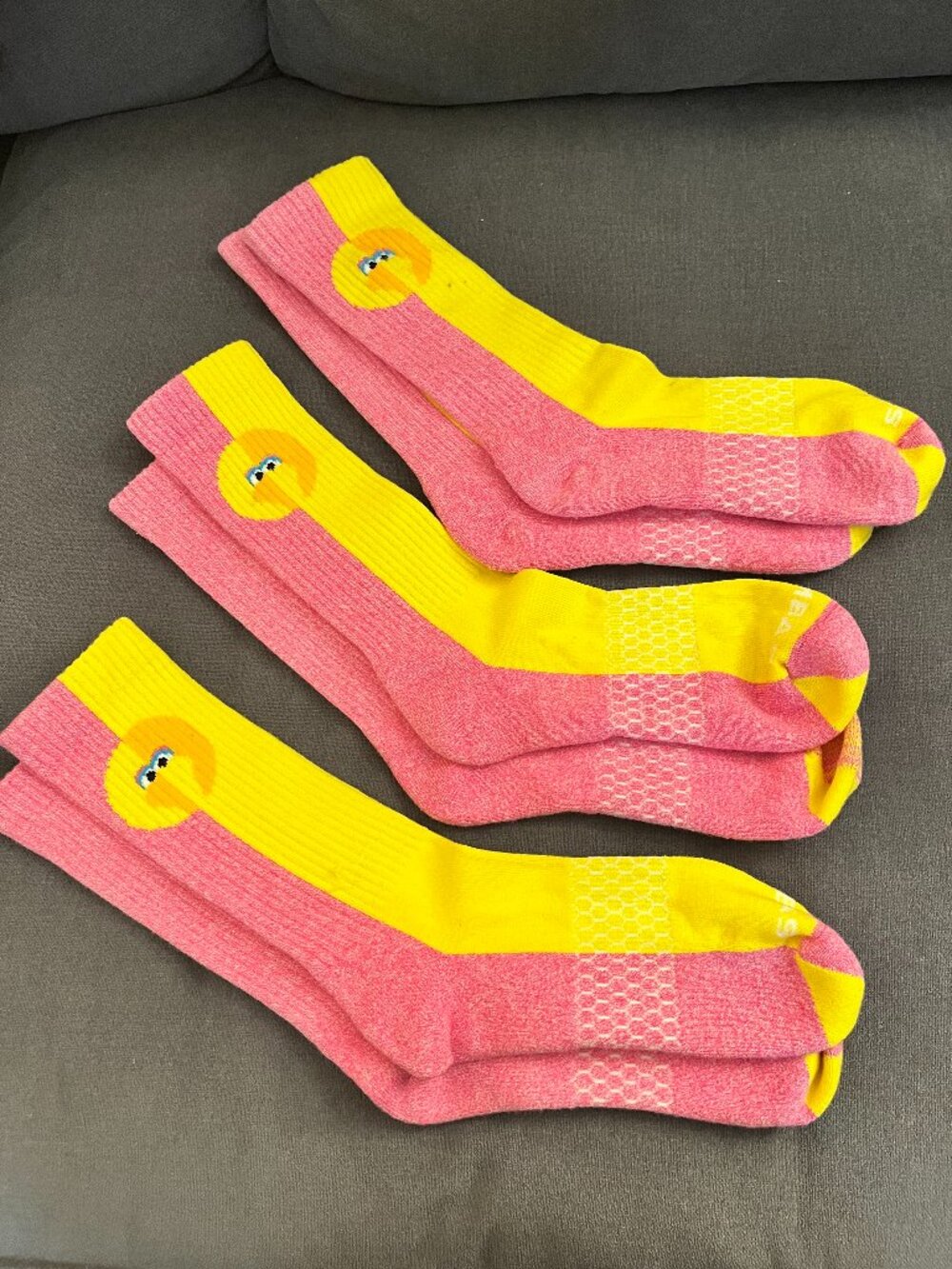 Lot of 3 Bombas Sesame Street Big Bird Crew Socks Large RARE Adult Unisex *Flaw